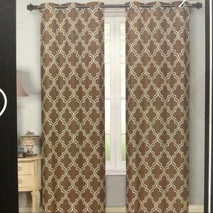 𝅺LUXE Collection Grommet quatrefoil print Brown window panels drapes set New